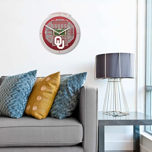 YouTheFan NCAA Oklahoma Sooners StadiumView 3D Wall Clock