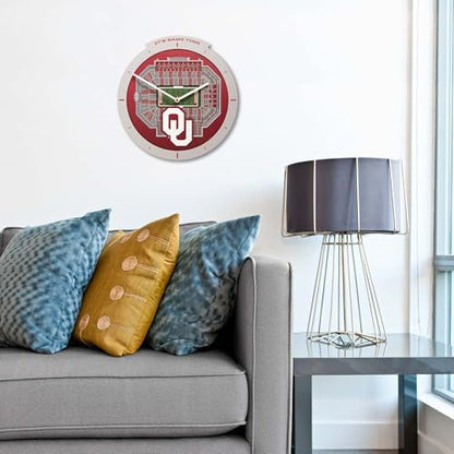 YouTheFan NCAA Oklahoma Sooners StadiumView 3D Wall Clock