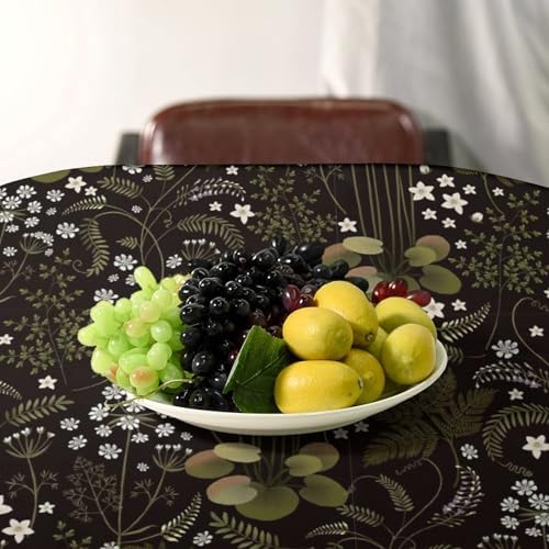 Woodland Field Tablecloth, Rustic Forest Wild Flower Herb Fern Farmhouse Natural Floral Table Cloth for Picnic Party Dining Room Home Decor 55x55in