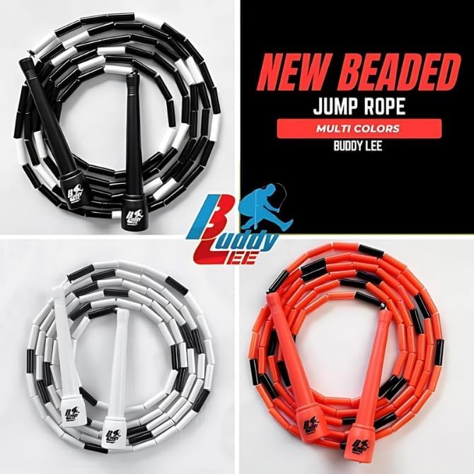 Buddy Lee New Beaded Jump Rope – Adjustable Skipping Rope for Kids & Adults – Durable, Tangle-Free Fitness Jump Rope with Ergonomic Handles for Cardio, Training & Outdoor Workouts