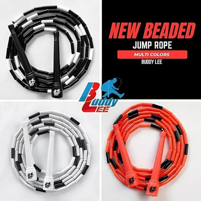 Buddy Lee New Beaded Jump Rope – Adjustable Skipping Rope for Kids & Adults – Durable, Tangle-Free Fitness Jump Rope with Ergonomic Handles for Cardio, Training & Outdoor Workouts