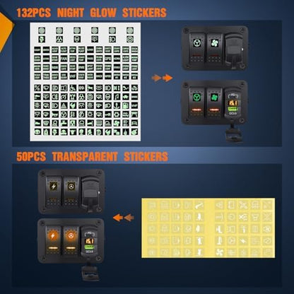 Nilight 2 Gang Rocker Switch Box 12V SPST ON Off Orange LED Waterproof
