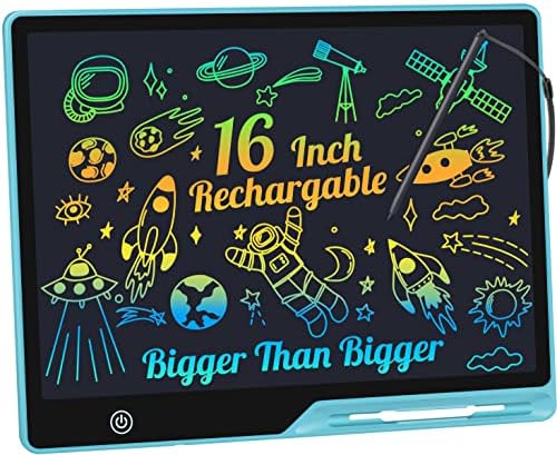 LCD Writing Tablet,16 Inch Colorful Screen Rechargeable Doodle Board Toddler Educational Toys for 3 4 5 6 Years Old Boys Girls Reusable Portable Drawing Tablet Christmas Toys Gifts for Kids (Blue)