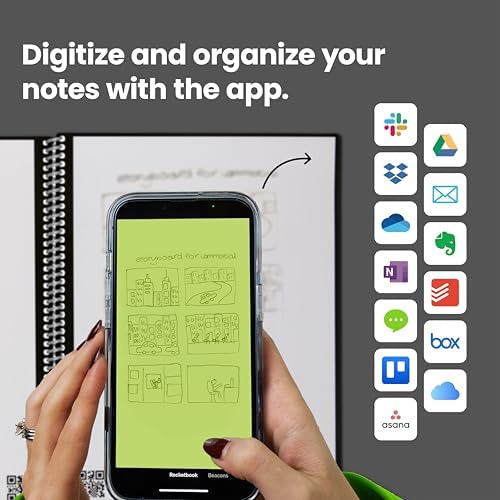 Rocketbook Core Reusable Spiral Notebook, Letter Size 8.5x11, Teal - Dotted Pages, App-Connected, Erasable, Durable Cover, Ideal for School, Work, and Creative Projects