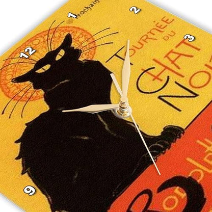 3dRose DPP_46907_1 Le Chat Noir Advertising, Art Nouveau, Black Cat, Cat, Cats, Chat Noir, Le Chat Wall Clock, 10 by 10-Inch