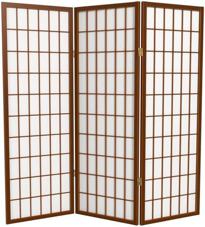 4 ft. Short Window Pane Shoji Screen - Walnut - 3 Panels