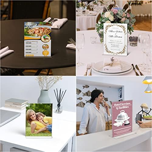 Relx Acrylic Sign Holder 8.5 x 11, Plastic Frame Flyer Holder, Double Frames Clear Acrylic Display Stand for Store, Restaurant (6 pack)