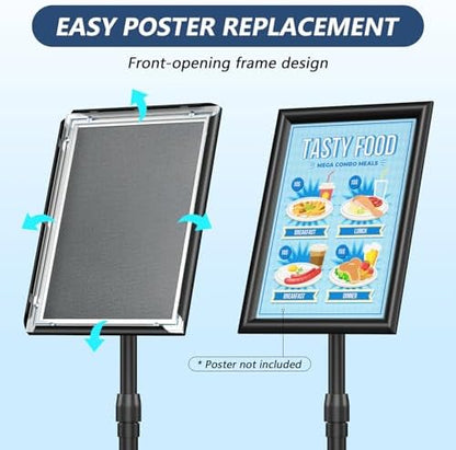 Relx Sign Holder Stand 11*17 inches - Adjustable Floor Standing Sign Holder - Signage Stand with Snap-Open Frame Display for Malls,Schools,Restaurants (black)