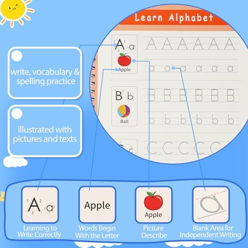 Magic Grooved Writing Practice Books for Kids, Reusable Tracing Workbooks