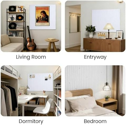Slat Felt Wall Tiles (12 Pack) - 11.8"x11.8" Self-Adhesive Bulletin Board for Wall, Acoustic Panels for Sound Dampening, Modern Black Pin Board, Home Office Decor (30x30cm)