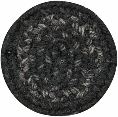 Homespice Jet Black Braided Coasters for Primitive Decor, Round 4" Set of 6