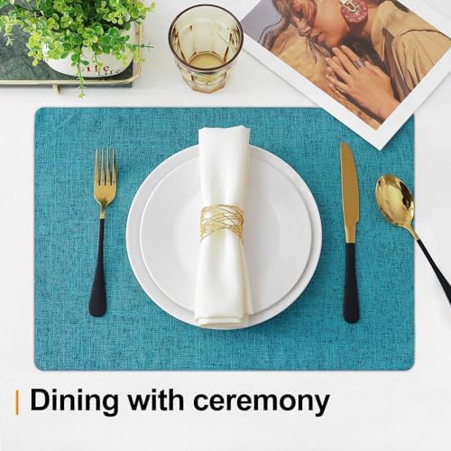 Homaxy Cloths Placemats for Dining Table Set of 6, 13" x 19", Teal