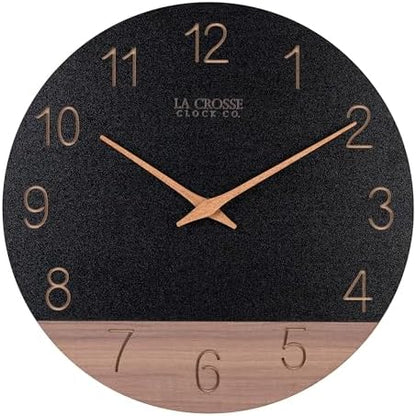 La Crosse Clock 404-3630C 12 inch Dark Sierra Wood Analog Quartz Wall Clock