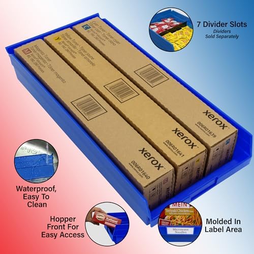 Akro-Mils 30174 Heavy Duty Plastic Shelf Bins, 24"x 11"x 4", Yellow, 6-Pk