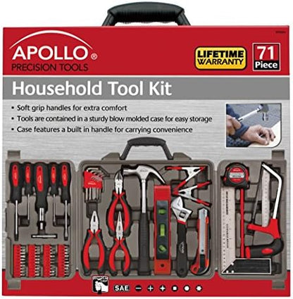 Apollo Tools 71 Piece Complete Household Tool Set, Red DT0204