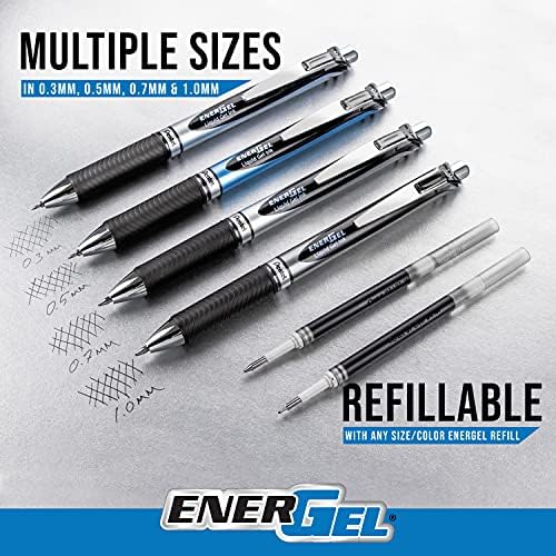 Pentel EnerGel RTX Retractable Liquid Gel Ink Pen, (0.7mm) Medium line, Yellow Ink, Box of 12 Pens (BL77-G)