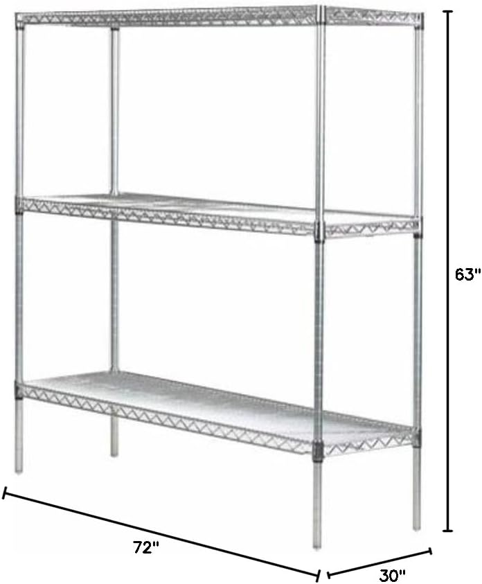 Omega 30" Deep x 72" Wide x 63" High 3 Tier Gray Starter Shelving Unit