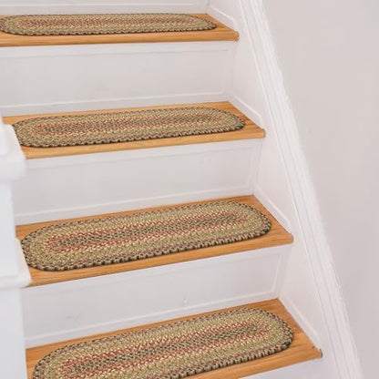 Homespice Kingston Jute Braided Stair Treads, Oval 8x28 Set of 13
