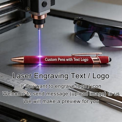 Personalized Pens Ballpoint with Stylus, Wine, 20 Pcs