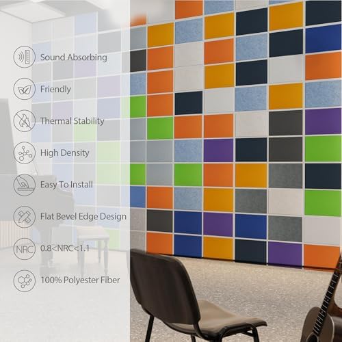 12 Pack Rectangle Acoustic Panels Self Adhesive Sound Proof Foam(Orange)