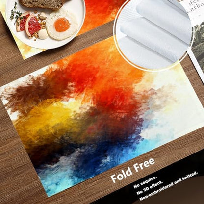Batmerry Modern Bright Decorative Placemats, Watercolor Artistic Brushed Abstract Brush Stroked Painting Blob Woven Burlap Modern Placemats for Dining Table Kitchen Wedding Decor Indoor Set of 4