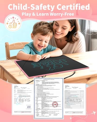 [Rechargeable] 20 Inch LCD Writing Tablet for Kids, Extra-Large Drawing Tablet for Adults, Educational & Learning Toys for Boys Girls Ages 8-12 Years Old, Drawing Board for Kids Birthday Gift (Pink)