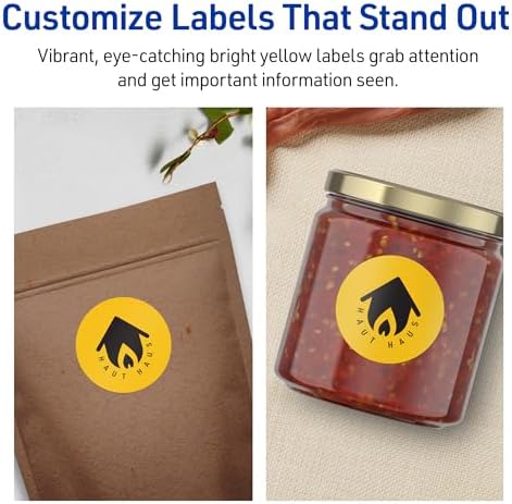Avery Printable Round Labels, Sure Feed Technology, 1-1/2" Diameter, Bright Yellow Labels, Print-to-The-Edge, Laser/Inkjet Printable, 200 Total, Great for Stickers and Candles