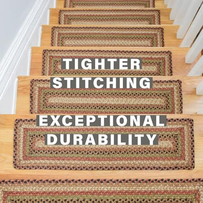 Homespice Gingerbread Jute Braided Stair Treads, Rect 8x28 Set of 13