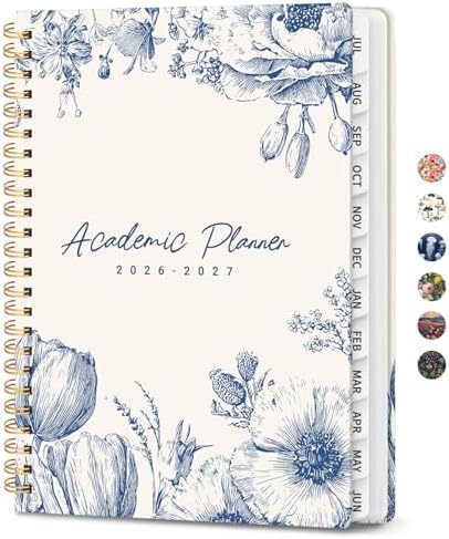 Planner 2026-2027, A5 (6.3" x 8.5") Hardcover Weekly & Monthly Planner July 2026 - June 2027 with Monthly Tabs, Academic Planner for School, Work and Office, Blue Elegance
