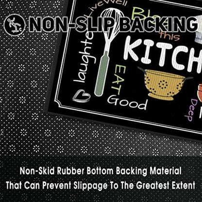 Utensils Kitchen Rugs for Floor 2 Piece Sets, Chef Love Floor Mat for Kitchen, Utensils Kitchen Rug in Front of Sink for Standing for Italian Kitchen Decor 17"X30"+17"X47"