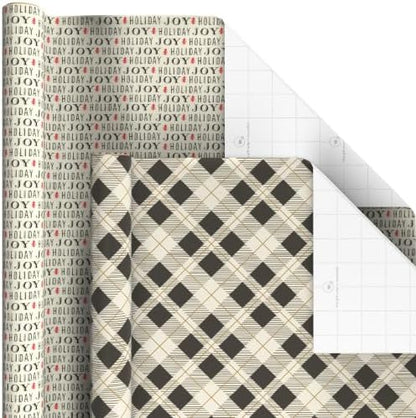 Hallmark Rustic Christmas Wrapping Paper, 6 Rolls (Plaid, Red Truck, Barn)