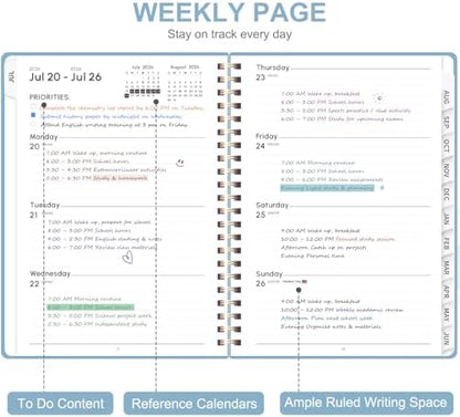 Planner 2026-2027, Weekly and Monthly Academic Planner, July 2026 - June 2027, Hardcover Calendar Agenda Book for School Year Planning, School Supplies for Teacher and Student, A5(6.3'' x 8.5'')