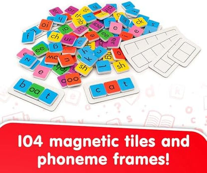 Junior Learning Rainbow Phonics Tiles with Built-in Magnetic Board Multi