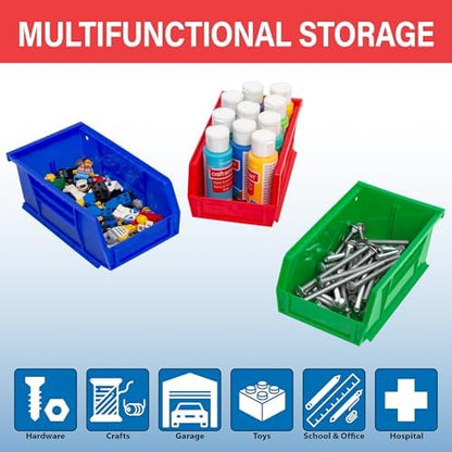 Akro-Mils 30220 AkroBins Plastic Storage Bins, 7"x4"x3", Red, 24-Pack