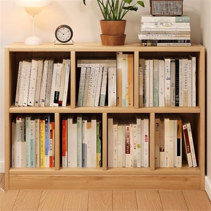 Lumber Organizer Shelf 3/4 Shelves, Lateral Filing or Vertical, Closed Back Floor-Standing Bookshelf Rack Bookcase Cabinet Tiered Shelf Grid Storage Unit Natural 39.4" L x 9.4" W x 31.5" H