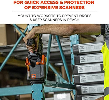 Ergodyne Squids 5543 Barcode Scanner Holder Equipment Mount for Gun Grip Mobile Computers, Handheld Bar Code Scanners, Fastener Straps to Attach to Forklift Gray Large