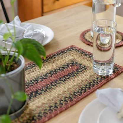Homespice Highland Jute Braided Table Runner for Cabin Decor, Rect 11x36