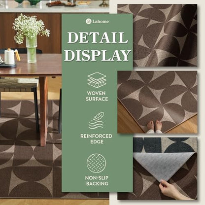 Lahome Semi Circle Easy Jute Non Slip Kitchen Runner, 2x8 Hallway Runner