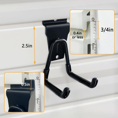 Slatwall Hooks Heavy Duty Slat Wall Accessories Garage Small U Hooks and Hangers for Garage Organizers, Black(10 Pack)