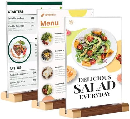 Acrylic Sign Holder 8.5 x 11, 3 Pack Double-Side Vertical Display Stand
