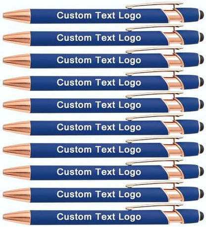 Personalized Pens Ballpoint with Stylus, Lake Blue, 10 Pcs