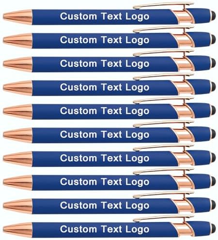 Personalized Pens Ballpoint with Stylus, Lake Blue, 50 Pcs