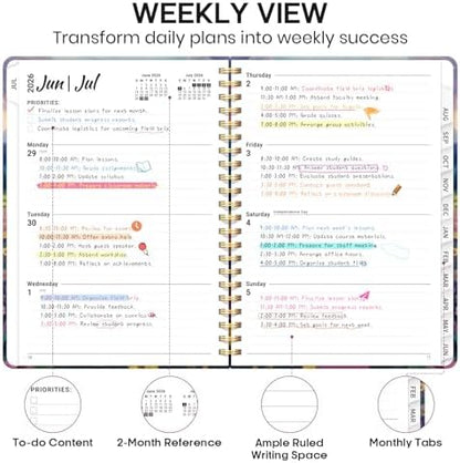 Planner 2026-2027, Weekly & Monthly Academic Calendar, Jul 2026 – Jun 2027