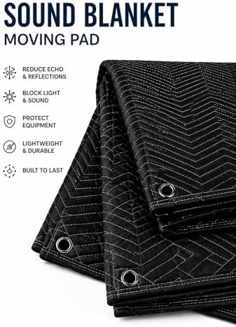 Filmcraft Studio Sound Blanket with Grommets 72 by 80 inch Heavy Duty Polyester (3 Pack)