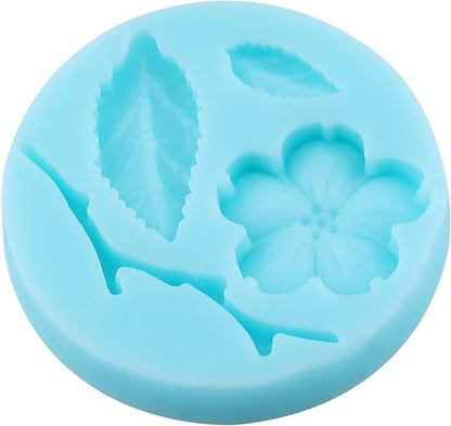 Peach Blossom Fondant Molds Plant Flowers Leaf Silicone Mold for Cake Decorating Cupcake Topper Chocolate Candy Gum Paste Polymer Clay