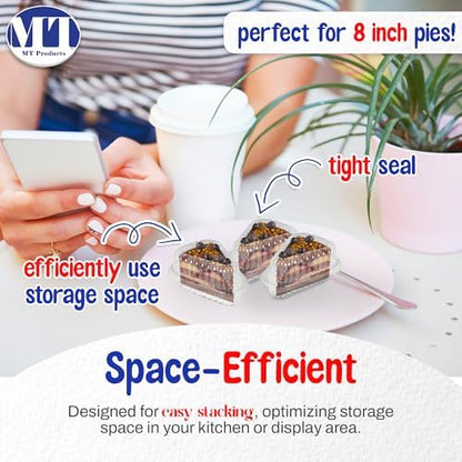 MT Products Hinged Extra Small Plastic Pie, Cheesecake, Cake Slice Container for Small Pies and Cakes (Pack of 20) - Made in The USA