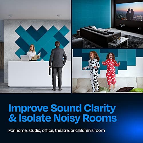 Acoustic Panels 12-Pack Soundproof Wall Panels 12"X12"X0.4" Sound Panels High Density Sound Dampening Panels - [Light Turquoise Square]