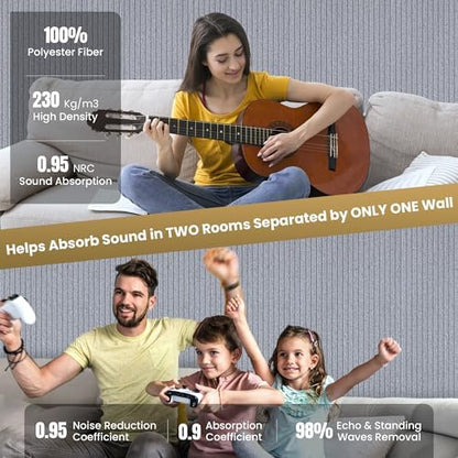 TO-TH Acoustic Wall Panels Large Noise Deadening Panel 10 Pack, Silver Gray