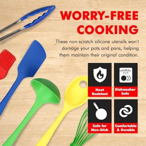 Chef Craft 9 Piece Multicolor Premium Silicone Kitchen Tool Set (42088)