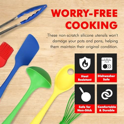 Chef Craft 9 Piece Multicolor Premium Silicone Kitchen Tool Set (42088)